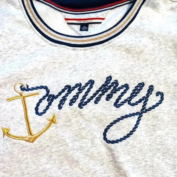 Tommy Hilfiger Women's XXL Gray Nautical Anchor Logo Crewneck Sweatshirt VTG - Picture 2 of 7